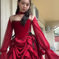 Elegant High Low Strapless Burgundy Satin Prom Dress Birthday Outfits With Sleeves C3533