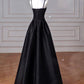 Elegant Black A-Line Satin Long Prom Dress Long Prom Dress B531