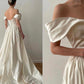 Simple white satin Bridal dress white Wedding dress With Ruffles C3781