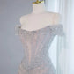 Pretty Mermaid Off The Shoulder Sequin Long Evening Dress Prom Dresses With Beads C3449