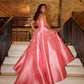 Robe de soirée en satin rose à col en cœur et coupe trapèze, longueur au sol, robe de bal BD2519