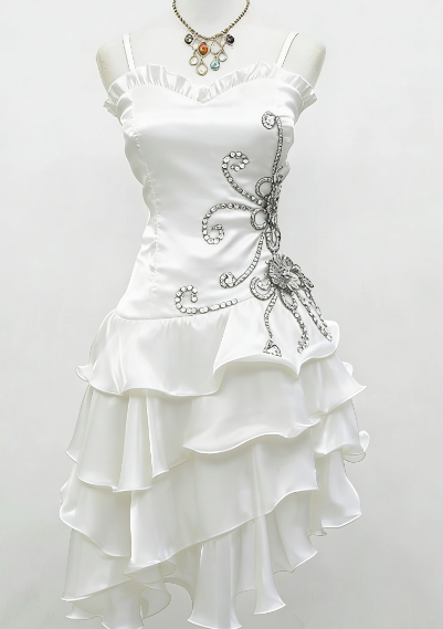 Robe de bal courte sans manches à bretelles fourreau sexy B386