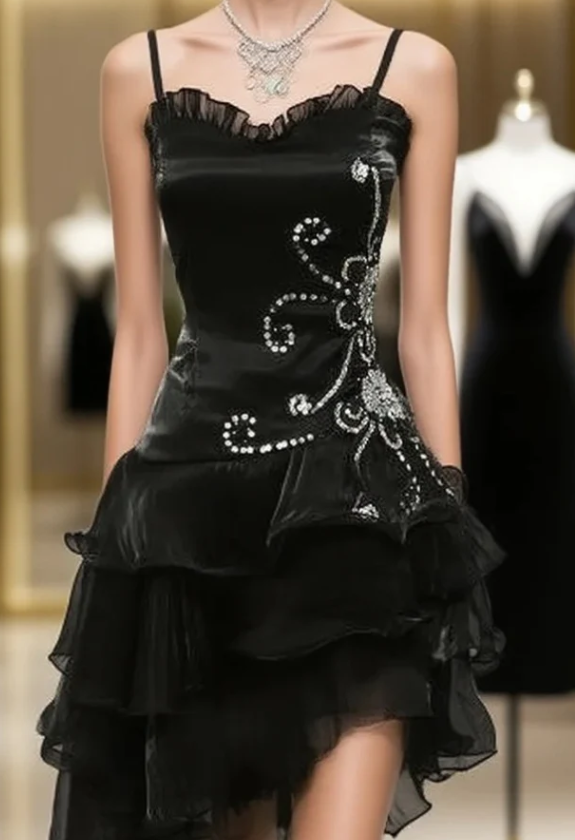 Robe de bal courte sans manches à bretelles fourreau sexy B386