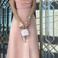 Robe de soirée longue en satin de soie rose sans bretelles, modeste, ligne A, robes de bal C2053