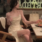 Modest Sheath Spaghetti Straps Ivory Slit Prom Dresses Evening Dress C2846