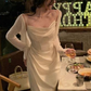Modest Sheath Spaghetti Straps Ivory Slit Prom Dresses Evening Dress C2846