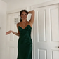 Robe de bal vintage années 90, coupe trapèze, bretelles spaghetti, avec nœud C3031