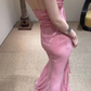 Vintage Mermaid Spaghetti Straps 90s Pink Chiffon Prom Dresses Evening Gowns C3039