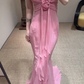 Vintage Mermaid Spaghetti Straps 90s Pink Chiffon Prom Dresses Evening Gowns C3039