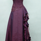 Vintage High Low Spaghetti Straps Grape Taffeta Long Prom Dresses Evening Gowns C3047