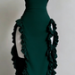 Elegant Sheath Strapless Black Satin Prom Dress Birthday Outfits C3543