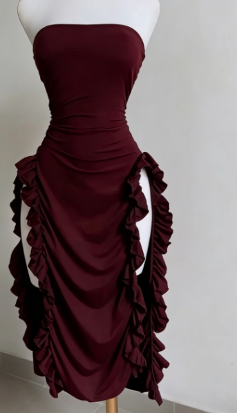 Elegant Sheath Strapless Black Satin Prom Dress Birthday Outfits C3543