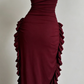 Elegant Sheath Strapless Black Satin Prom Dress Birthday Outfits C3543