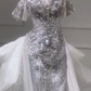 Timeless Mermaid Off The Shoulder Tulle Lace Sequin Beaded Long Wedding Dresses C4243