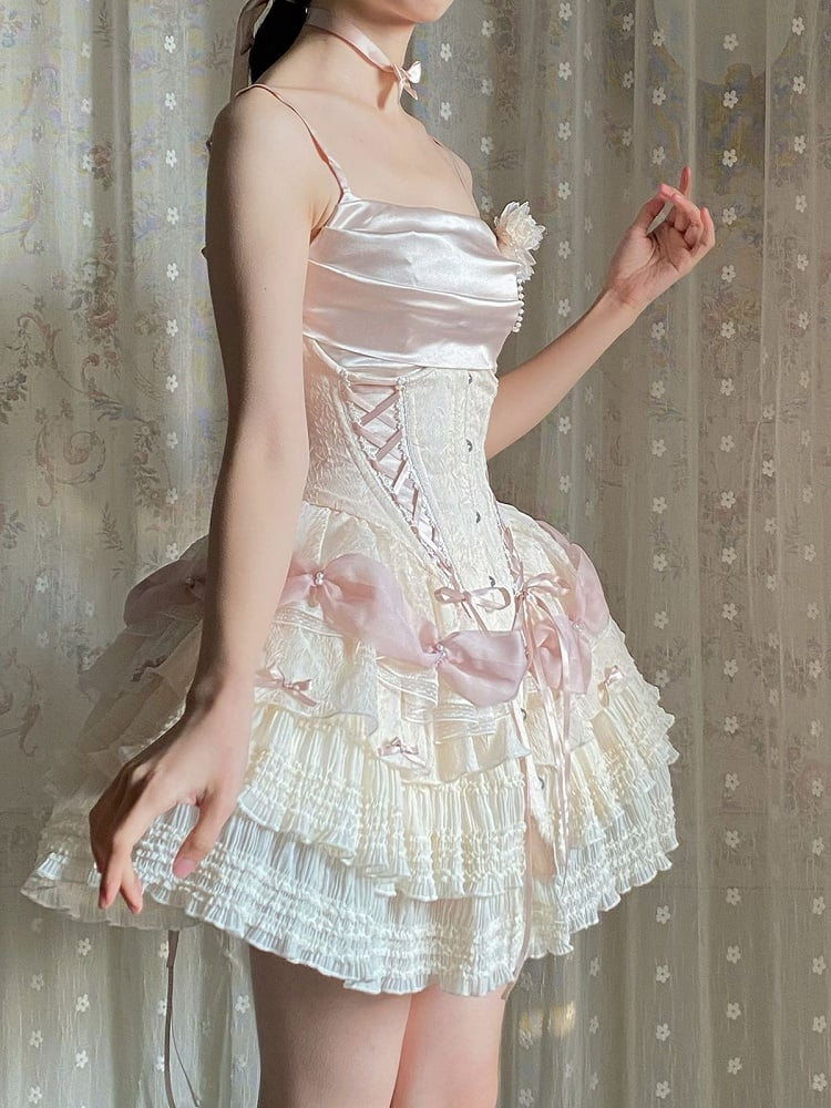 Sweet 16th Pink Ball Gown Spaghetti Straps Satin Short Homecoming Dress Birthday Outfits C4603