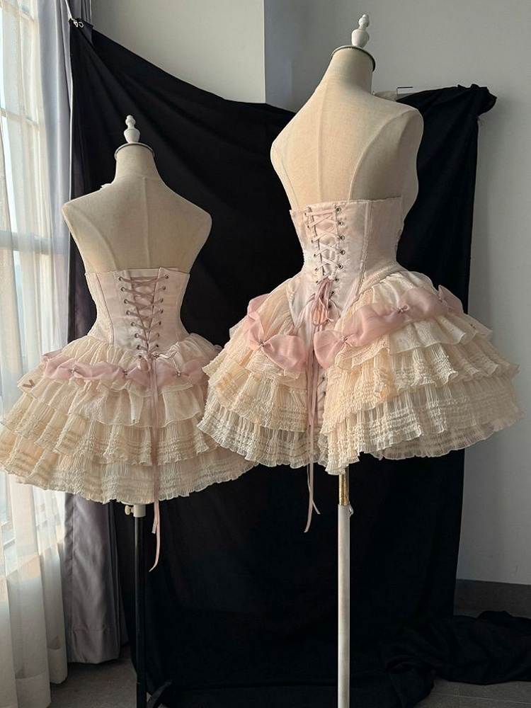 Sweet 16th Pink Ball Gown Spaghetti Straps Satin Short Homecoming Dress Birthday Outfits C4603