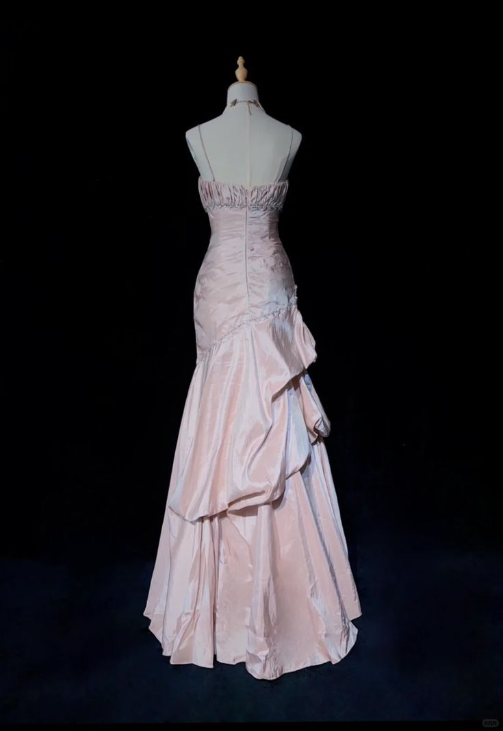 Pretty A Line Spaghetti Straps Satin Long Prom Dresses Formal Dress C4644