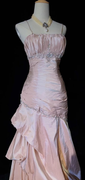 Pretty A Line Spaghetti Straps Satin Long Prom Dresses Formal Dress C4644