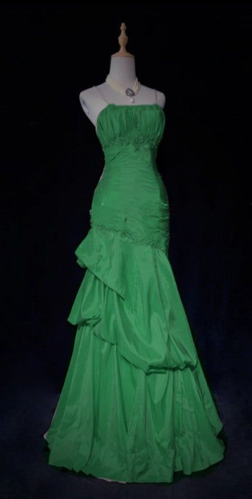 Pretty A Line Spaghetti Straps Satin Long Prom Dresses Formal Dress C4644