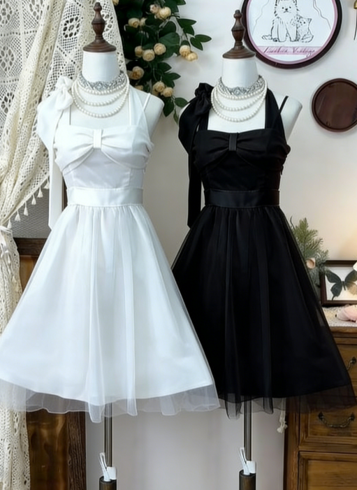 Pretty A Line Halter Satin Chiffon Short Homecoming Dress 16th Birthday Outfits C4796