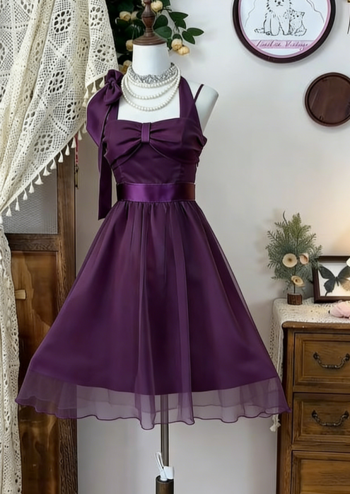 Pretty A Line Halter Satin Chiffon Short Homecoming Dress 16th Birthday Outfits C4796