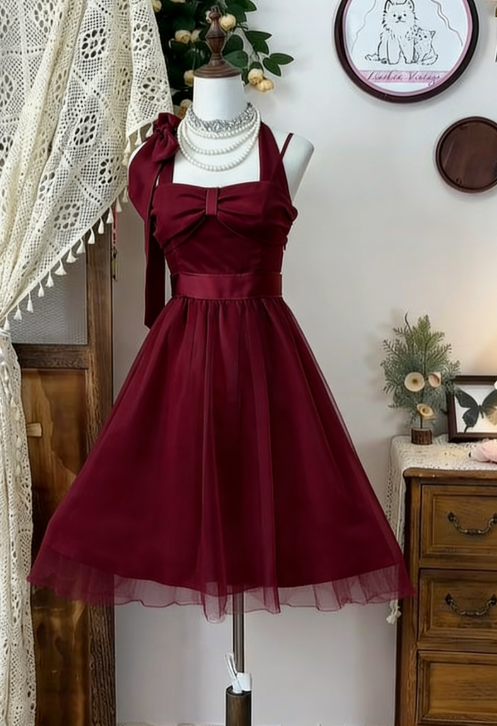 Pretty A Line Halter Satin Chiffon Short Homecoming Dress 16th Birthday Outfits C4796