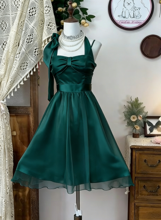 Pretty A Line Halter Satin Chiffon Short Homecoming Dress 16th Birthday Outfits C4796