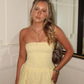 Unique A Line Strapless Satin Short Homecoming Dress 20th Birthday Outfits C4943