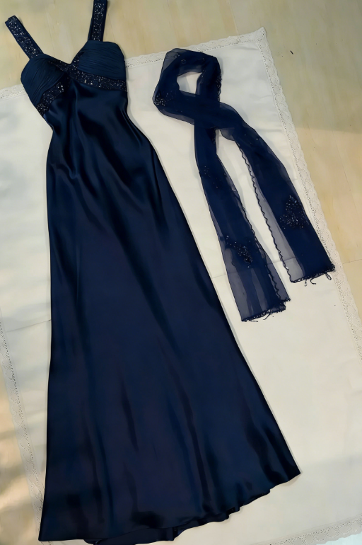 Pretty A Line Sweetheart Satin Sequin Long Prom Dresses Formal Dress C5758