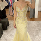 Elegant Mermaid Spaghetti Straps Tulle Sequin Long Prom Dress, Evening Dress C6155