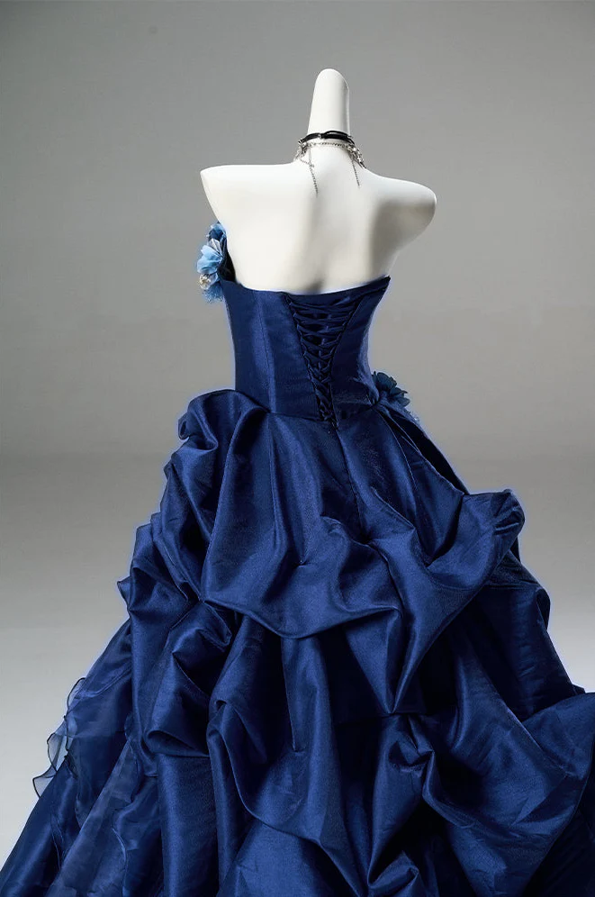 Vintage Ball Gown Strapless Satin Long Prom Dress, Evening Dress C6208
