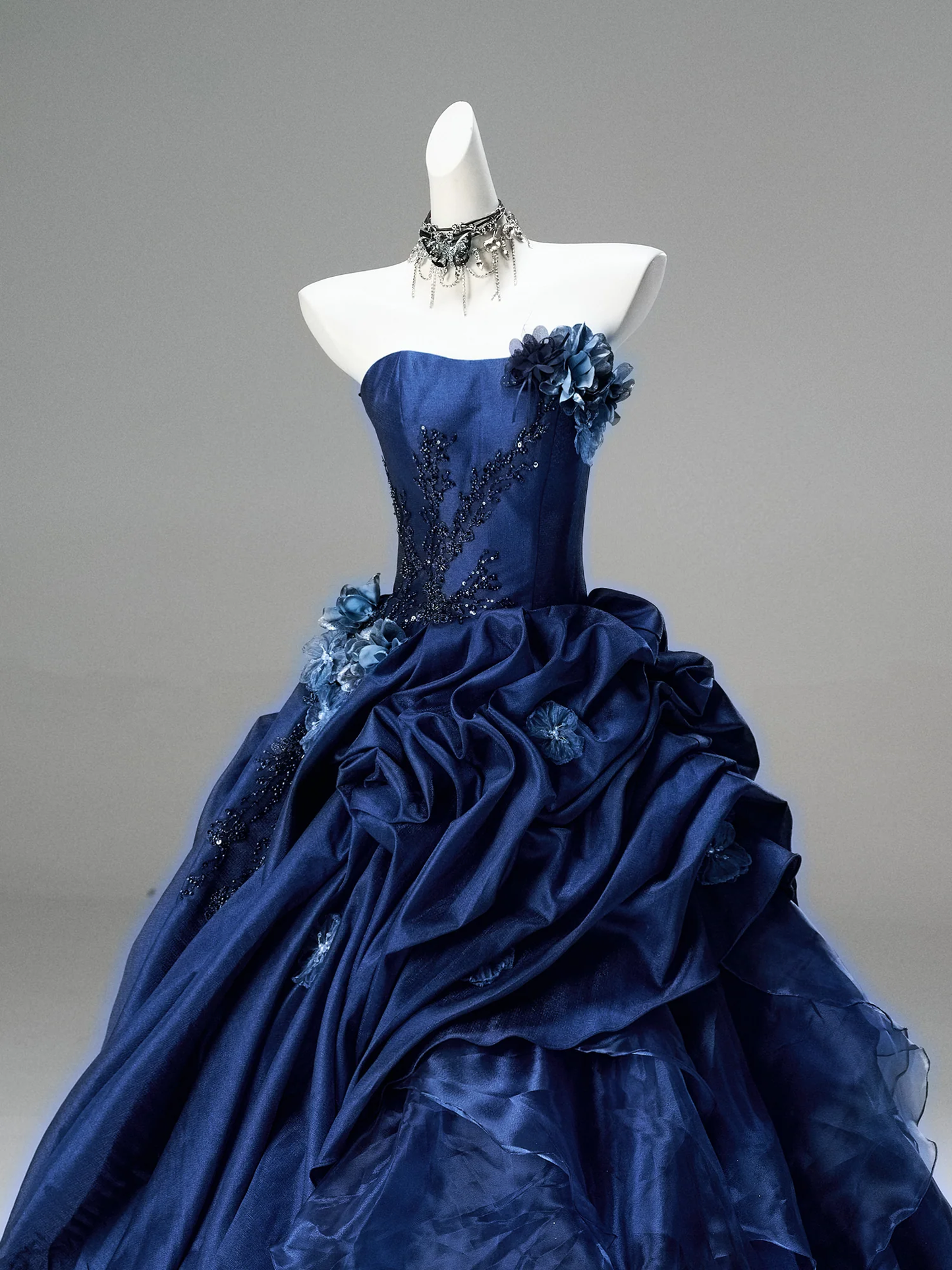 Vintage Ball Gown Strapless Satin Long Prom Dress, Evening Dress C6208