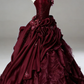 Vintage Ball Gown Strapless Satin Long Prom Dress, Evening Dress C6208