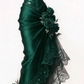 Vintage Mermaid Strapless Satin Tulle Lace Without Sleeves Long Prom Dress, Evening Dress C6378