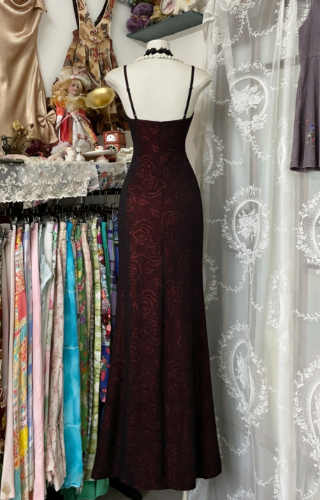 Sexy Mermaid Spaghetti Straps Satin Lace Without Sleeves Long Prom Dress, Evening Dress C6395