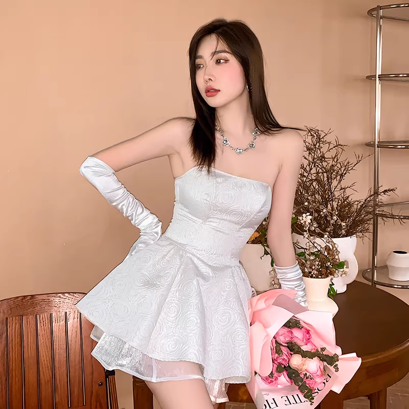 Elegant A line Strapless Satin Short Birthday Outfits Homecoming Dress C902