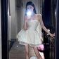 Elegant A line Strapless Satin Short Birthday Outfits Homecoming Dress C902