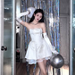 Elegant A line Strapless Satin Short Birthday Outfits Homecoming Dress C902