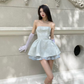 Elegant A line Strapless Satin Short Birthday Outfits Homecoming Dress C902