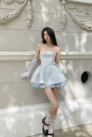 Elegant A line Strapless Satin Short Birthday Outfits Homecoming Dress C902