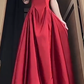 Sexy vin rouge a-ligne bretelles Satin longues robes de bal bordeaux D087