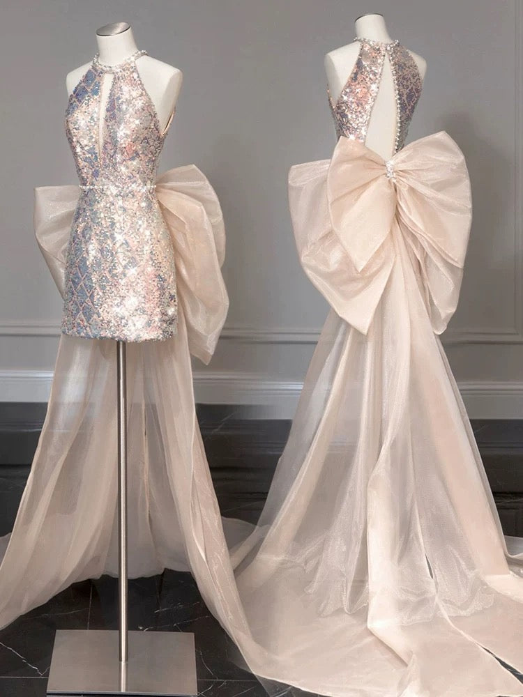 Elegant Mermaid Straps Long Sequin Prom Dress B432