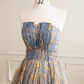 Robe de bal sans bretelles longueur au sol bleu longues robes de bal Sweet 16 robe B006
