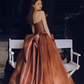 Robe de bal sans bretelles longueur au sol marron longues robes de bal B007
