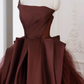 Robe de bal sans bretelles longueur au sol marron longues robes de bal B007