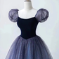 Princess Ball Gown Floor Length Short Sleeves Tulle Prom Dress B014