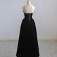 Simple A line Knee Length Sleeveless Velvet Black Prom Dress B015