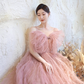 Robe de bal sans manches en tulle rose, robe de bal B016