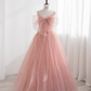 Robe de bal sans manches en tulle rose, robe de bal B016