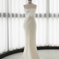 Simple Mermaid Sweetheart White Satin Wedding Dresses B017